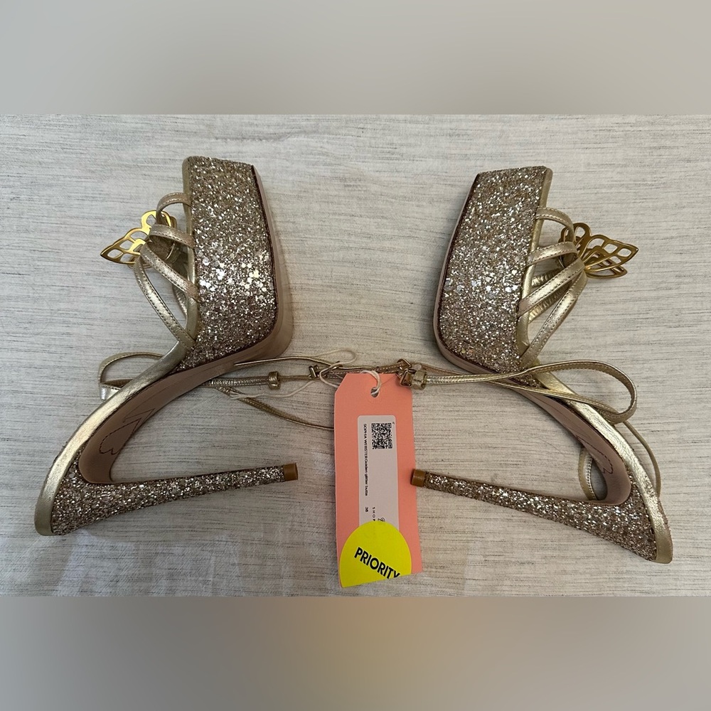 Sophia Webster Mariposa Leather & Glitter Butterfly Platforms - Picture 9 of 13